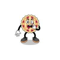 Character Illustration of apple pie with tongue sticking out vector