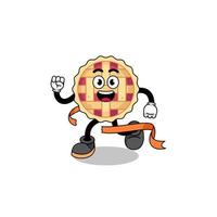 Mascot cartoon of apple pie running on finish line vector