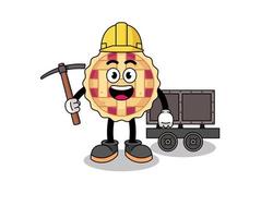 Mascot Illustration of apple pie miner vector