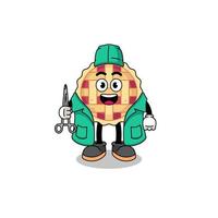 Illustration of apple pie mascot as a surgeon vector