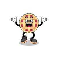 apple pie cartoon searching with happy gesture vector