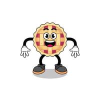 apple pie cartoon with surprised gesture vector