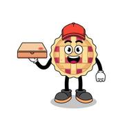 apple pie illustration as a pizza deliveryman vector