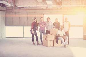 portrait of multiethnic business people with sunlight through the windows photo