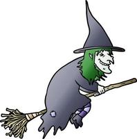 cartoon witch on broom vector