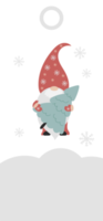 Christmas gift tag. Card label with  scandinavian gnome png