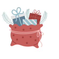 Santa bag sticker with gifts png