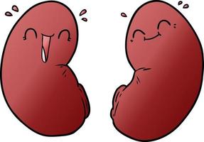 cartoon happy kidneys vector