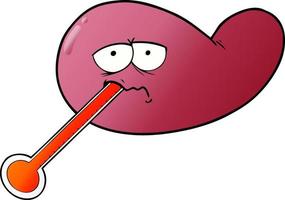 cartoon ill gall bladder vector