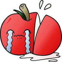 cartoon sad sliced apple vector