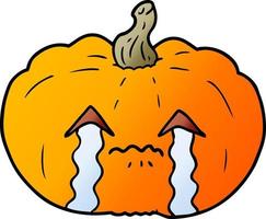 cartoon crying halloween pumpkin vector