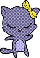 cute cartoon cat with bow vector