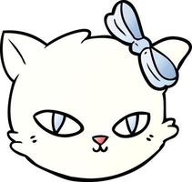 cartoon cat wearing bow vector