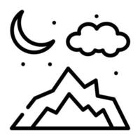 un icono de línea bellamente diseñado de nevadas de montaña vector