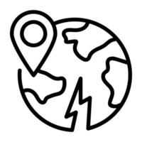 An editable outline icon of earthquake epicenter vector