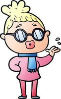 cartoon woman wearing spectacles vector