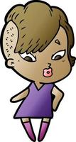 cartoon surprised girl vector