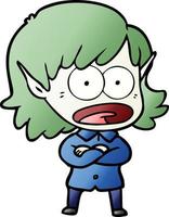 cartoon shocked elf girl vector