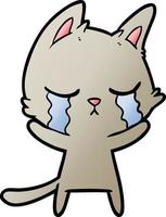 crying cartoon cat vector