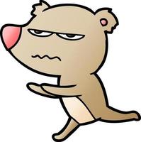 angry bear cartoon running vector