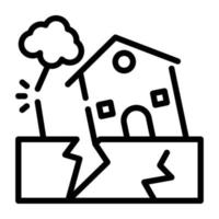 An outline icon vector of earthquake