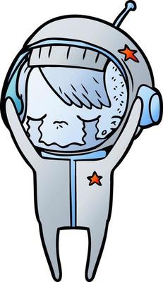 cartoon crying astronaut girl
