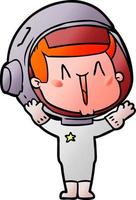 astronauta de dibujos animados feliz vector