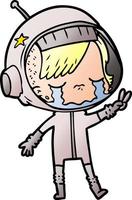 cartoon crying astronaut girl vector