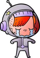 cartoon crying astronaut girl vector