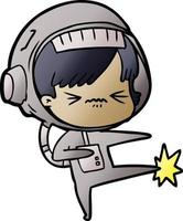 angry cartoon space girl stubbing toe vector