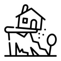 An outline icon vector of earthquake