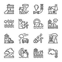 Collection of Catastrophe Line Icons vector