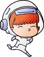 cartoon running astronaut vector