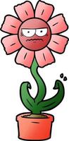 angry cartoon flower vector