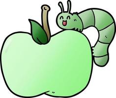 cartoon apple and bug vector