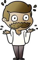 cartoon man with mustache shocked vector