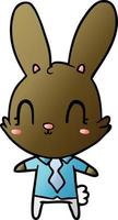 cute cartoon rabbit in shirt and tie vector