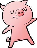 happy cartoon pig waving vector