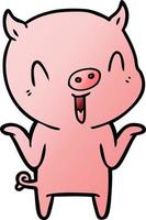 happy cartoon pig vector