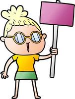 cartoon woman wearing spectacles vector