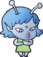 pretty cartoon alien girl vector