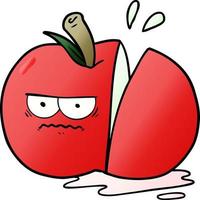 cartoon angry sliced apple vector