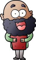 cartoon crazy happy man with beard and book vector