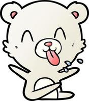 rude cartoon polar bear sticking out tongue vector