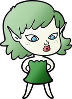 pretty cartoon elf girl vector