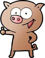 cheerful pig cartoon vector