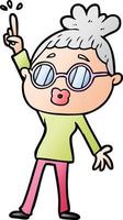 cartoon dancing woman wearing spectacles vector