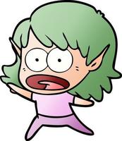 cartoon shocked elf girl vector