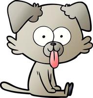 cartoon sitting dog with tongue sticking out vector