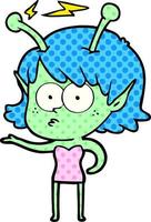 cartoon alien girl vector